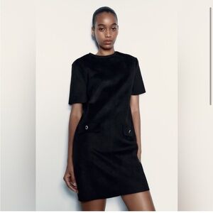 Faux suede basic dress